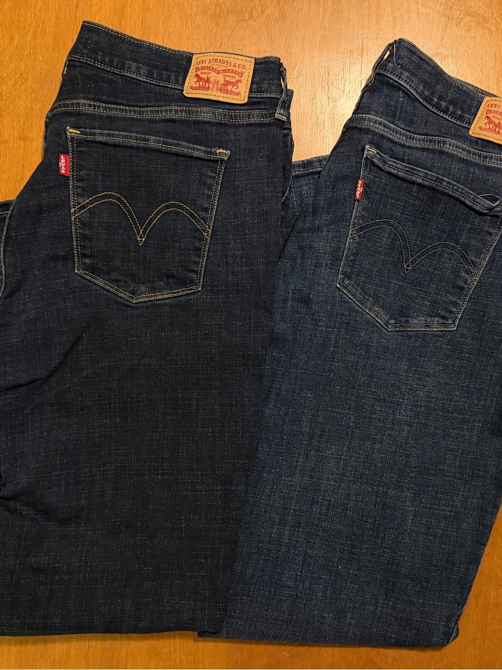 2 Pair Levi's Dark Classic Straight Jeans 14M
